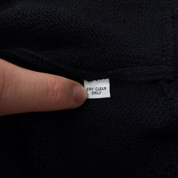 ST JOHN Santana Knit Wool Wrap Dress Minimal Modest Quiet Luxury Old Money Black - Picture 11 of 11